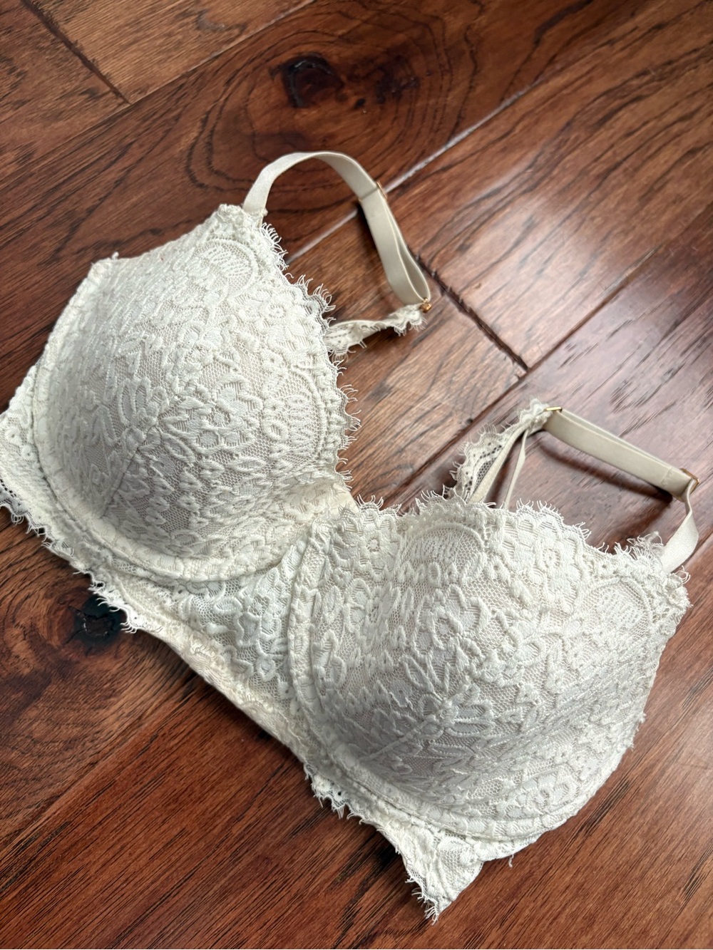 aerie Cream Lace Longline Underwire Bra